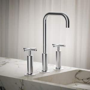 Purist 8 in. Widespread 2-Handle Mid-Arc Bathroom Faucet in Polished Chrome with High Gooseneck Spout