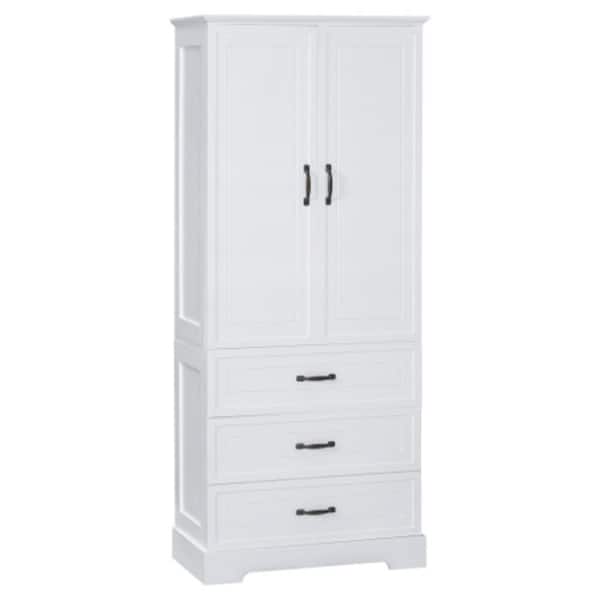 Sarlai 29 in. W x 16 in. D x 68.9 in. H White Tall Bathroom Storage Linen Cabinet with 2 Doors and Drawers