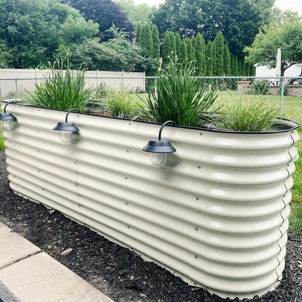 Pearl White 32" Tall Modular Metal Raised Garden Bed