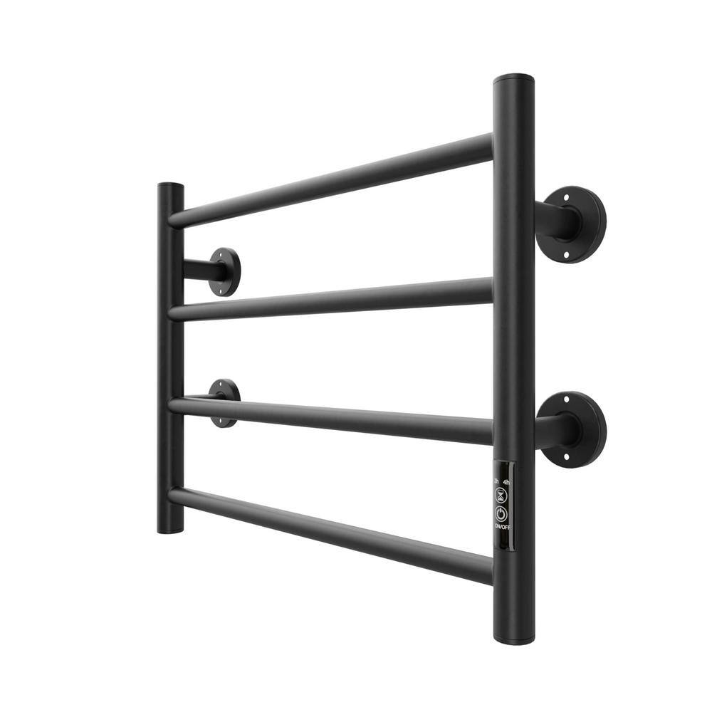 4 Bars Stainless Steel Wall Mounting Heated Towel Rack Towel Warmer w/Timer in Black AAGKITCHEN32 - The Home Depot