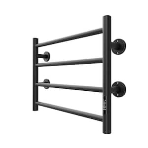 4 Bars Stainless Steel Wall Mounting Heated Towel Rack Towel Warmer w/Timer in Black