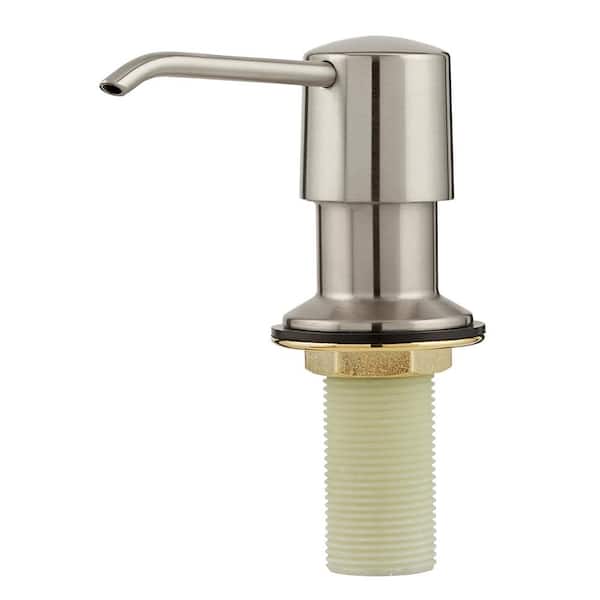 The Plumber's Choice Kitchen Sink Stainless Steel Soap Dispenser Built-in Design for Counter Top with Large Liquid Bottle in Brushed Nickel