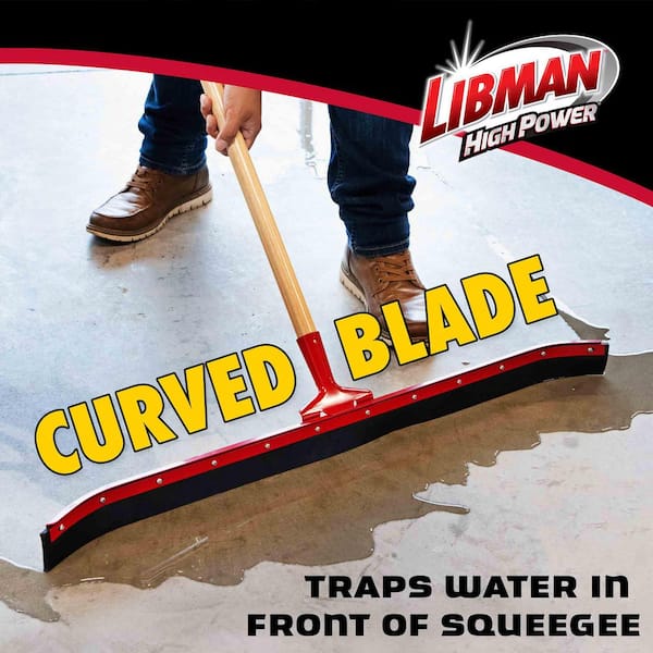 36 in. High Power Curved Rubber Floor Squeegee with 60 in. Wood Handle