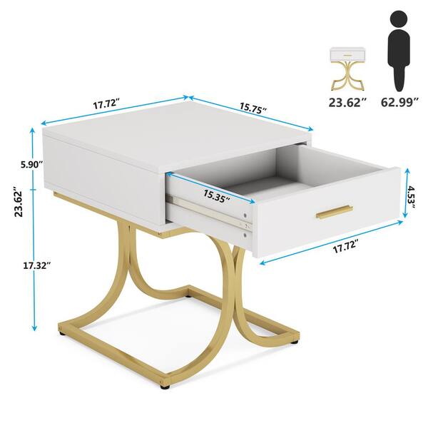 BYBLIGHT Fenley 1-Drawer Gold Nightstand Modern Bedside Table End Side Table  for Bedroom 15.7 in. D x 19.7 in. W x 25.59 in. H BB-CJ190GX - The Home  Depot