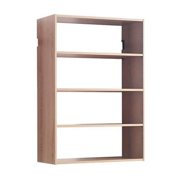 Vedz 31.5 in. W x 13.78 in. D Oak Brown Melamine Wall Mount Adjustable Decorative Wall Shelf with 4 Open Shelves