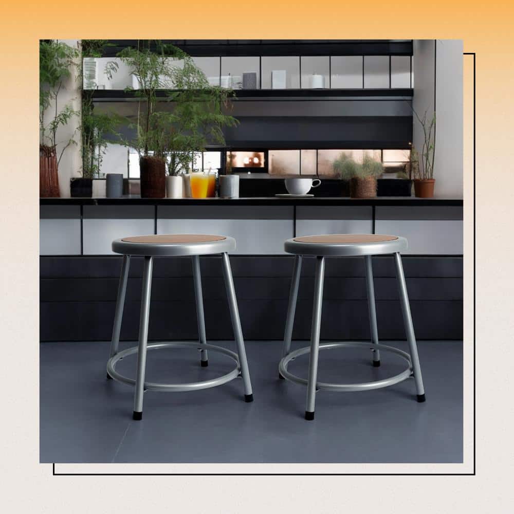 Felix 18" Gray Metal Backless Stool