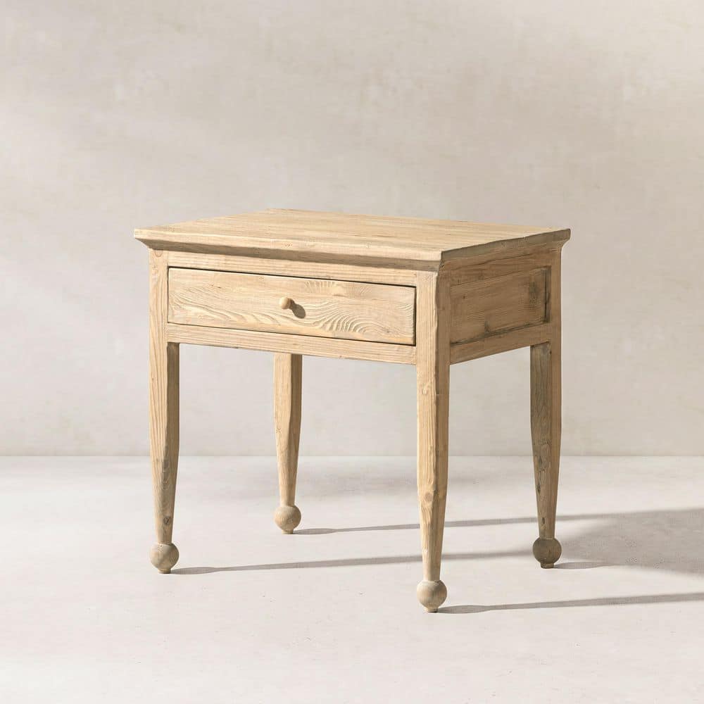 Balqis 26 in. Reclaimed Pine Wood Side End Table, Heritage Light Natural Brown