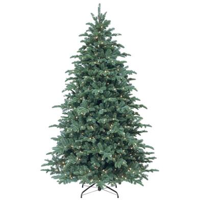 7-1/2 ft. Feel Real Mountain Noble Blue Spruce Hinged Artificial Christmas Tree with 750 Clear Lights