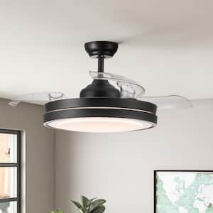 42 in. Integrated LED Indoor Black Ceiling Fan with Remote