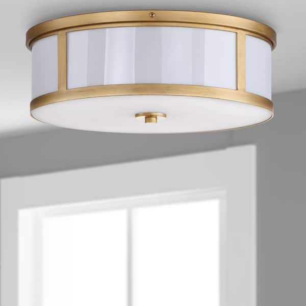Avery Ceiling Drum 17 in. 2-Light Antique Gold Flush Mount