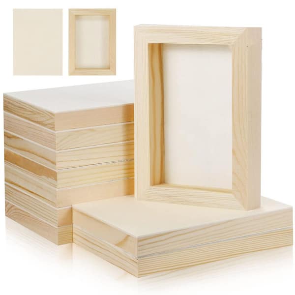 0.8 in. x 5 in. x 7 in. Pine Wood Project Panel for Painting, Arts, Pouring, 10-Pack