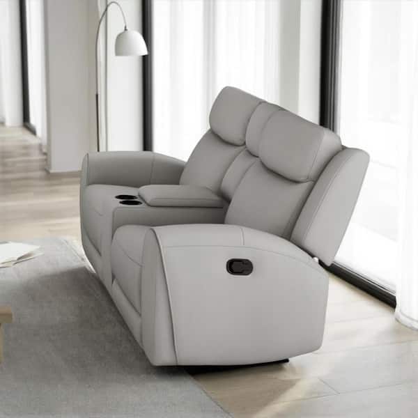Cobe Gray Polyester Glider Recliner Manual Loveseat