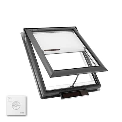30-1/16 in. x 37-7/8 in. Solar Powered Venting Deck Mount Skylight w/ Laminated LowE3 Glass, White Room Darkening Shade