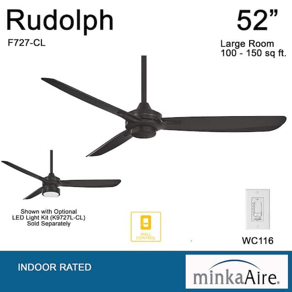 Rudolph 52 in. Indoor Coal Ceiling Fan with Wall Control