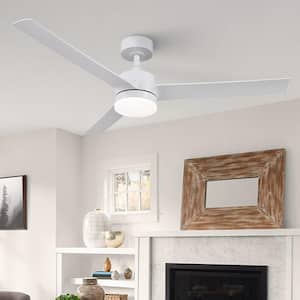 52 in. Indoor White 6-Speed Standard Ceiling Fan with 3000K/4500K/6500K Adjustable White LED Light with Remote Control
