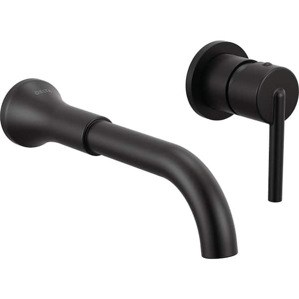 Delta Trinsic 1-Handle Wall Mount Bathroom Faucet Trim Kit in Matte Black (Valve Not Included)