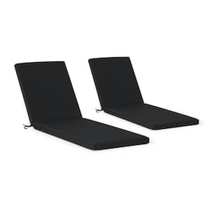 FadingFree (Set of 2) 21.5 in. x 26 in. x 2.5 in. Outdoor Patio Chaise Lounge Chair Cushion Set in Black