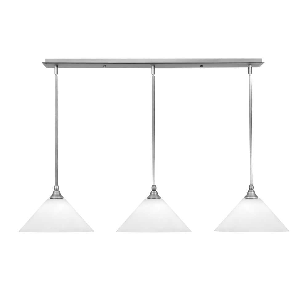 Livingston 100-Watt 3-Light Nickel Shaded Pendant Light with 12 White Ma