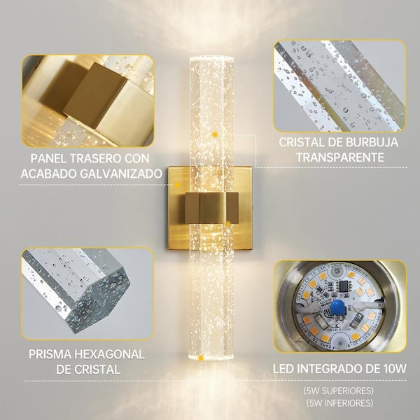 KAISITE 15.7 in. 1-Light Brushed Gold Dimmable Sconce Wall KAISITE 15.7 in. 1-Light Brushed Gold Dimmable Sconce Wall