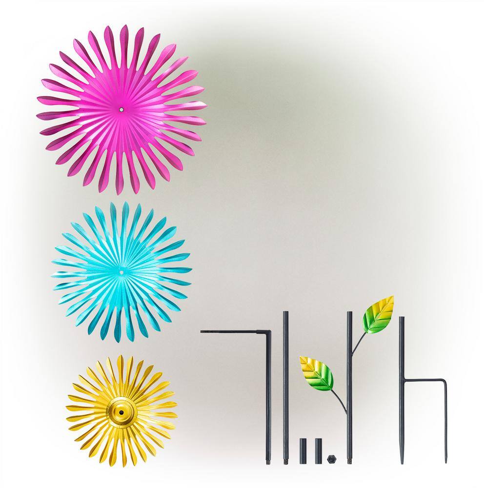 47" Multicolor Iron Daisy Wind Spinner Garden Stake