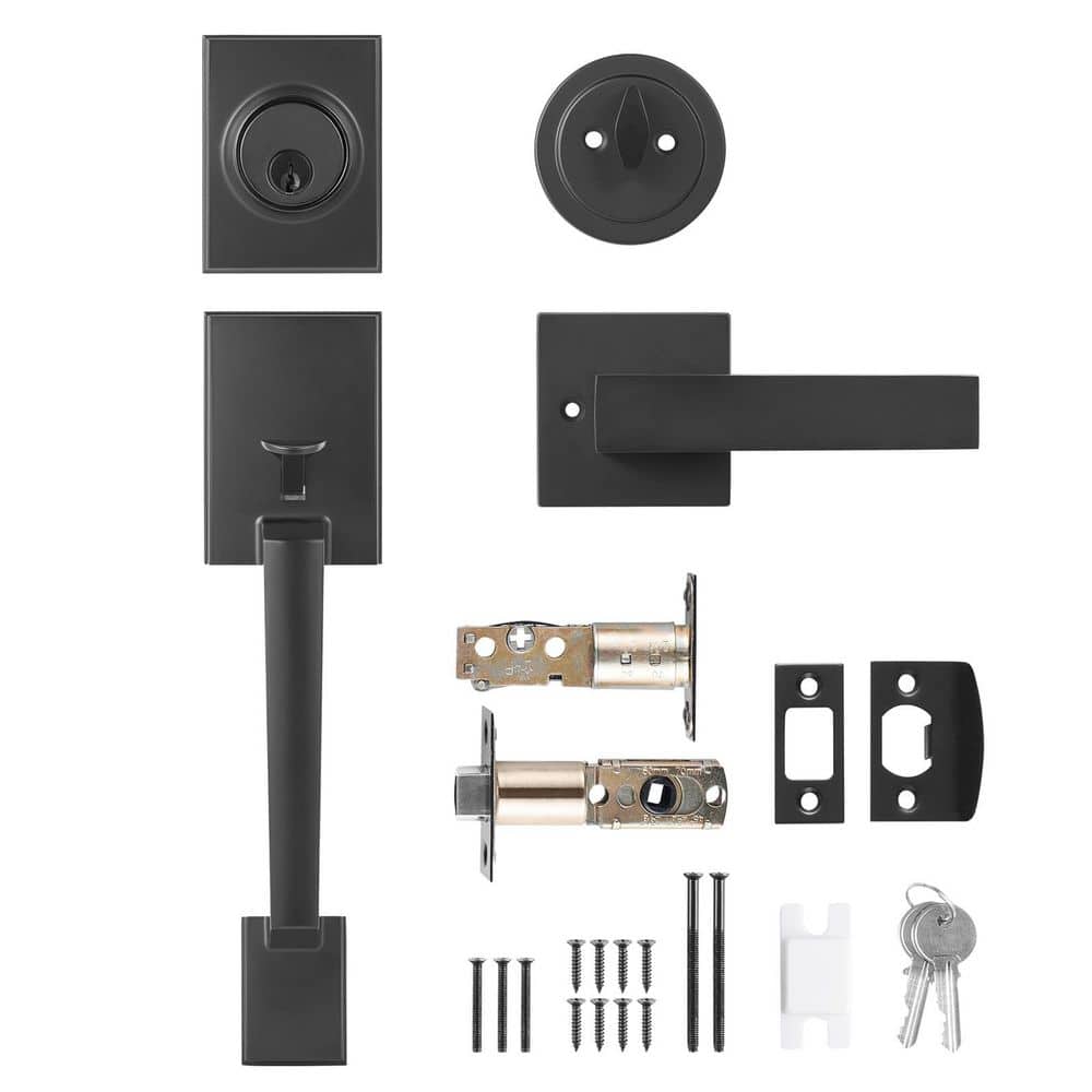 Front Door Handle and Deadbolt Set with Lever, Single Cylinder Lock, Adjustable Hole Spacing, Modern Square Design price history on PriceWatchPro