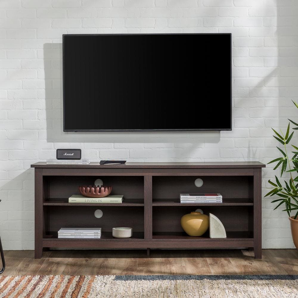 Espresso 58'' Freestanding MDF TV Stand with Adjustable Shelves