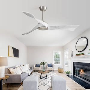 52 in. Indoor/Outdoor 6 Fan Speeds Ceiling Fan in Brushed Nickel with Remote Control