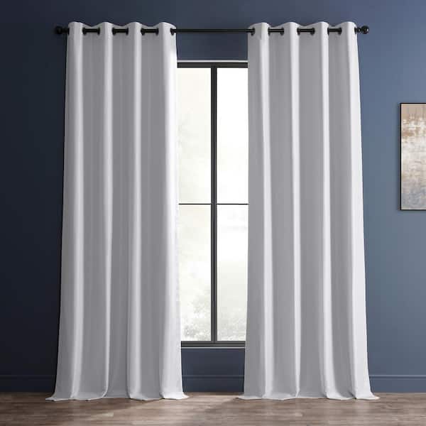 Exclusive Fabrics & Furnishings Ice White Dupioni Faux Silk Solid Curtains - 50 in. W x 108 in. L Grommet Room Darkening Curtains Single Panel Curtains