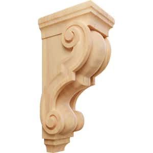 6-3/4 in. x 5 in. x 14 in. Unfinished Wood Red Oak Large Traditional Wood Corbel