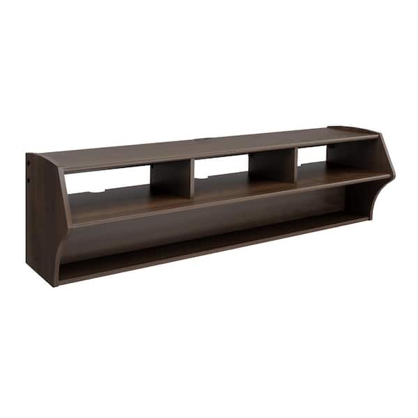 Prepac Altus 58 in. Espresso Composite Floating Entertainment Center Fits TVs Up to 60 in. with Hanging Rail System