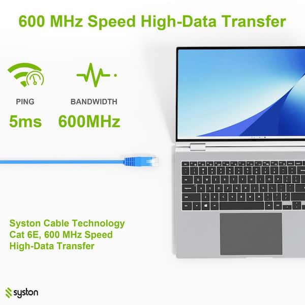 50 ft. White CMR Riser Rated CAT6E 600MHz 23AWG Solid Bare Copper Ethernet Network Cable with RJ45 Ends Heat resistance