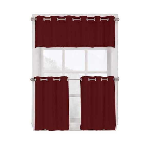 LICHTENBERG Semi-Opaque Paprika Montego Grommet Kitchen Curtain Tiers, 56 in. W x 24 in. L