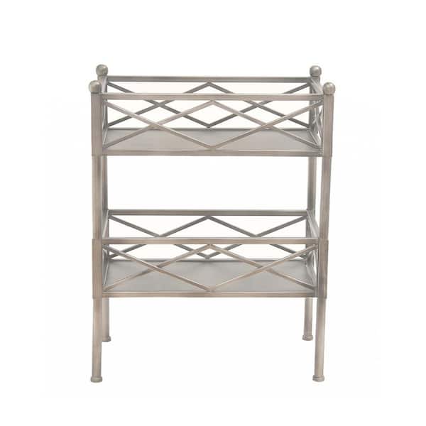HomeRoots Mariana Silver Bar Cart With Shelves
