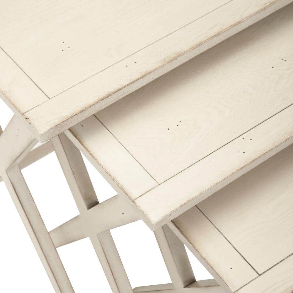 Maryann White Birch Wood Stacking Tray Tables