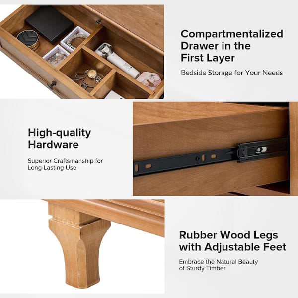 JAYDEN CREATION Julia Acorn 27 in. H Traditional 3-Drawer Solid