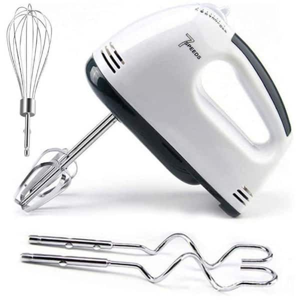 Electric Hand Mixer, 7-Speed 180W Handheld Mixer with 5 Stainless Steel Accessories, Turbo Boost and Eject Button, White