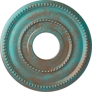3/4 in. x 12-1/8 in. x 12-1/8 in. Polyurethane Valeriano Ceiling Medallion, Copper Green Patina