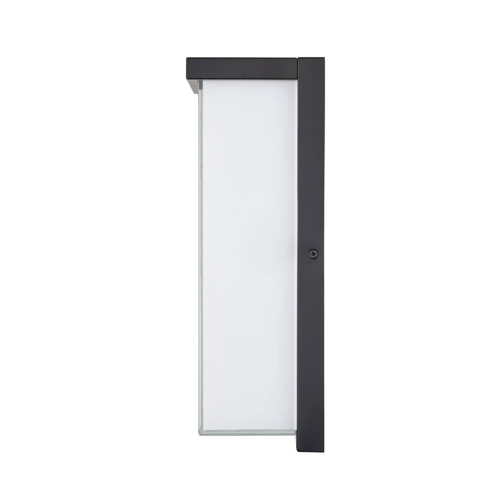 14" Black Metal LED Outdoor Wall Sconce with Frosted Glass