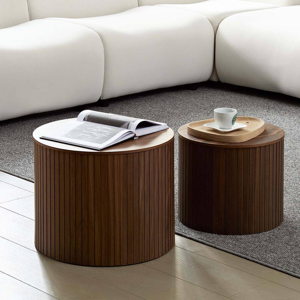 2-Piece Brown Round Walnut Wood Outdoor Coffee Table price history on PriceWatchPro