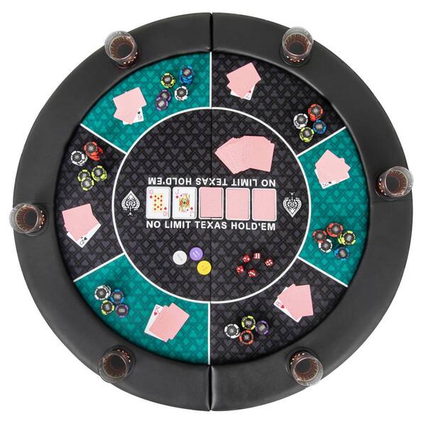 Costway 48 in. 6-Player Foldable Poker Table Top with Carrying Bag Cup Holders Padded Rails