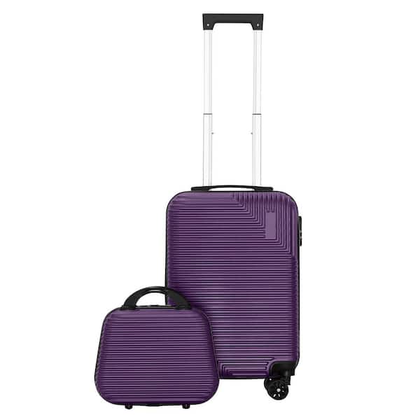 HIKOLAYAE 2-Piece Luggage Set ABS Hardshell Lightweight Suitcase Lock with 4 Spinner Wheels14 in./20 in., Purple