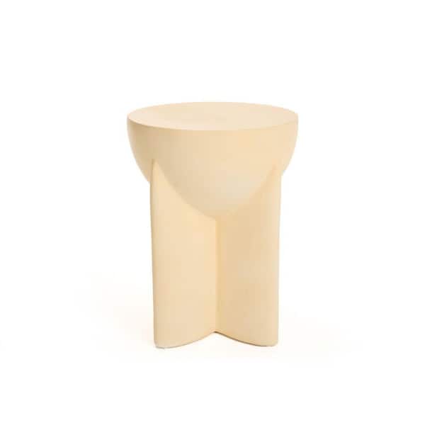 Elsa Modern Beige Round Concrete Outdoor End Table