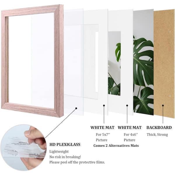 8 x 10 Matted Peach Pink Wood Hanging Picture Frame (Set of 4