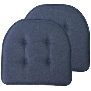 Solid Memory Foam 17 in. x 16 in. U-Shape Non-Slip Indoor/Outdoor Chair Seat Cushion, Denim (2-Pack)