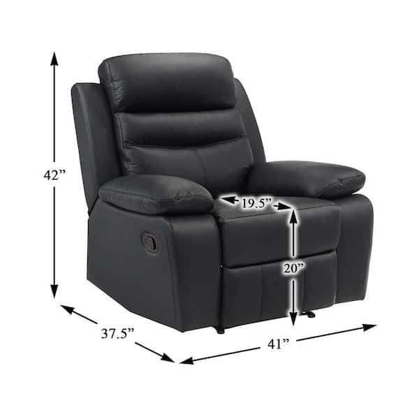 Lazzara Edelia Black Leather Manual Recliner 9628BLK-1 - The Home