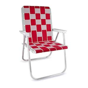 Durable Red and White Aluminum Lightweight Stackable Folding Lawn Chair