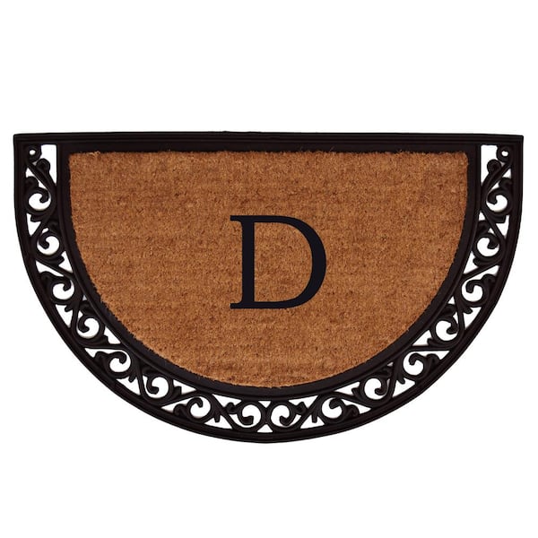 Ornate Scroll 30 in. x 48 in. Coir Monogrammed Door Mat (Letter D)