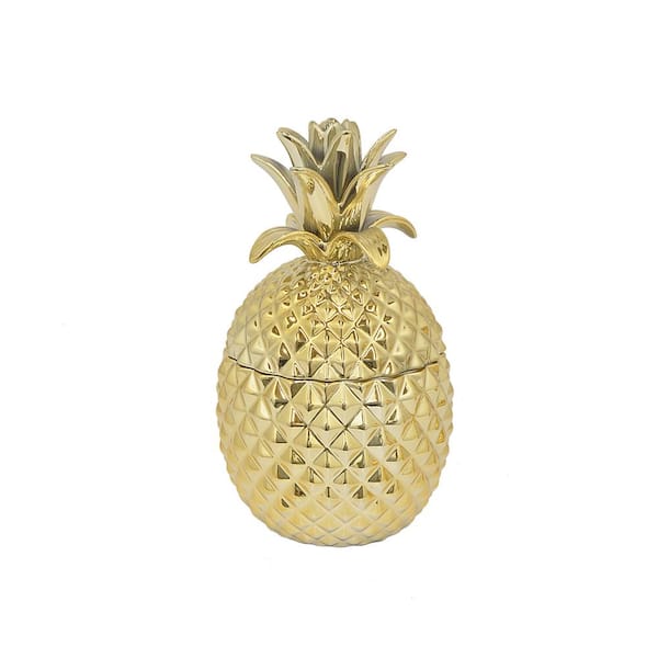 THREE HANDS Gold Ceramic Pineapple Jar