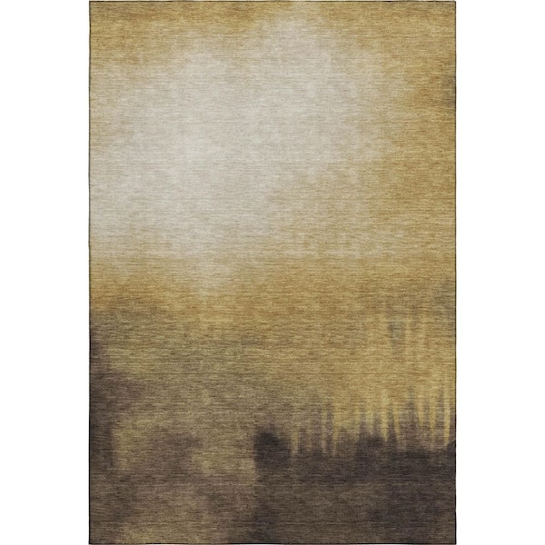 Mayfield Premium Machine Washable Abstract AMF2420 Honey 5 ft. x 7 ft. 6 in. Area Rug