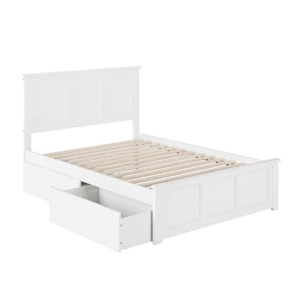 Madison White Full Platform Bed with Matching Foot Board with 2-Urban Bed Drawers